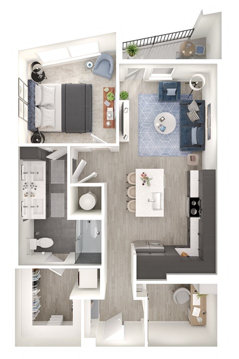 a floor plan of a 1 bedroom with a bathroom and a living room